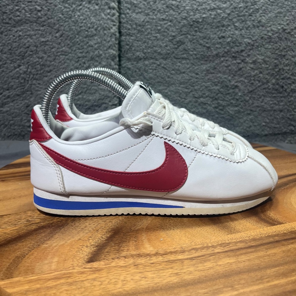 Nike Cortez Classic White Red Blue Leather Womens Casual Sneakers Shoes Size 7.5